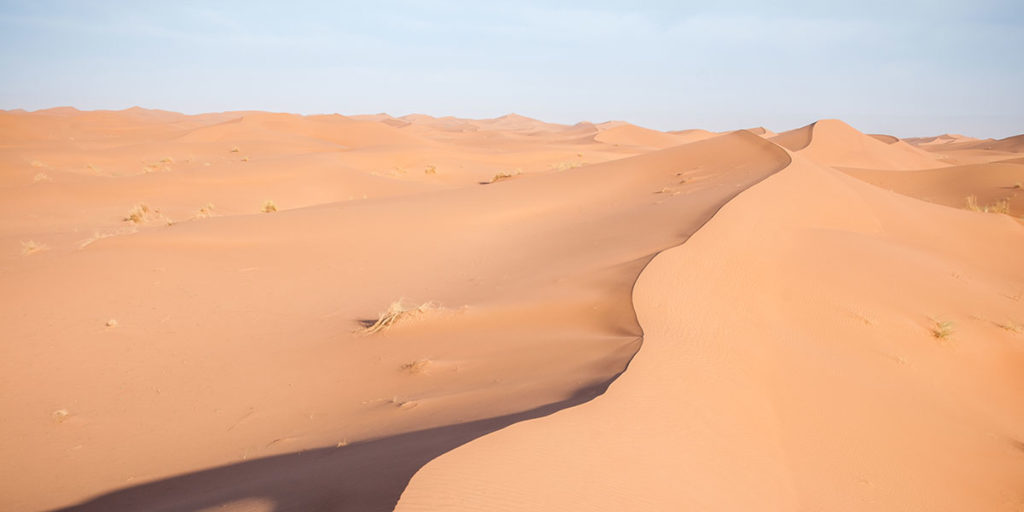 La crête des dunes dans le désert marocain