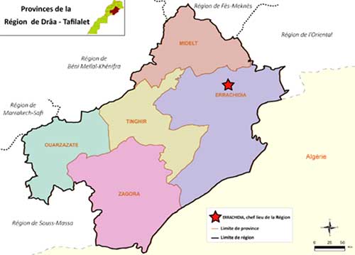 Carte des provinces de Ouarzazate et environs