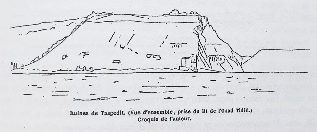 Croquis des ruines de Tasgedlt par Charles de Foucauld