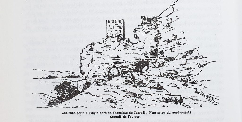 Croquis des ruines de Tasgedlt par Charles de Foucauld