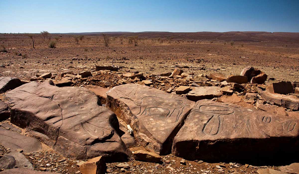 Paysages désertiques autour des peintures rupestres