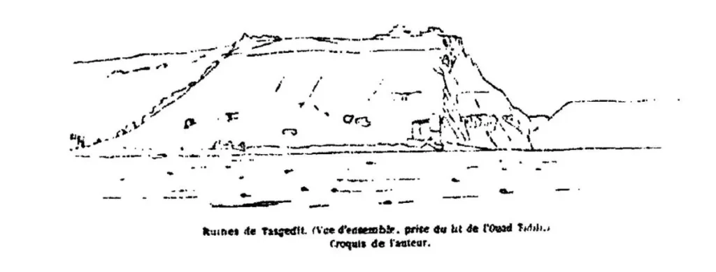 Les ruines de Tasgedlt vues par Charles de Foucauld